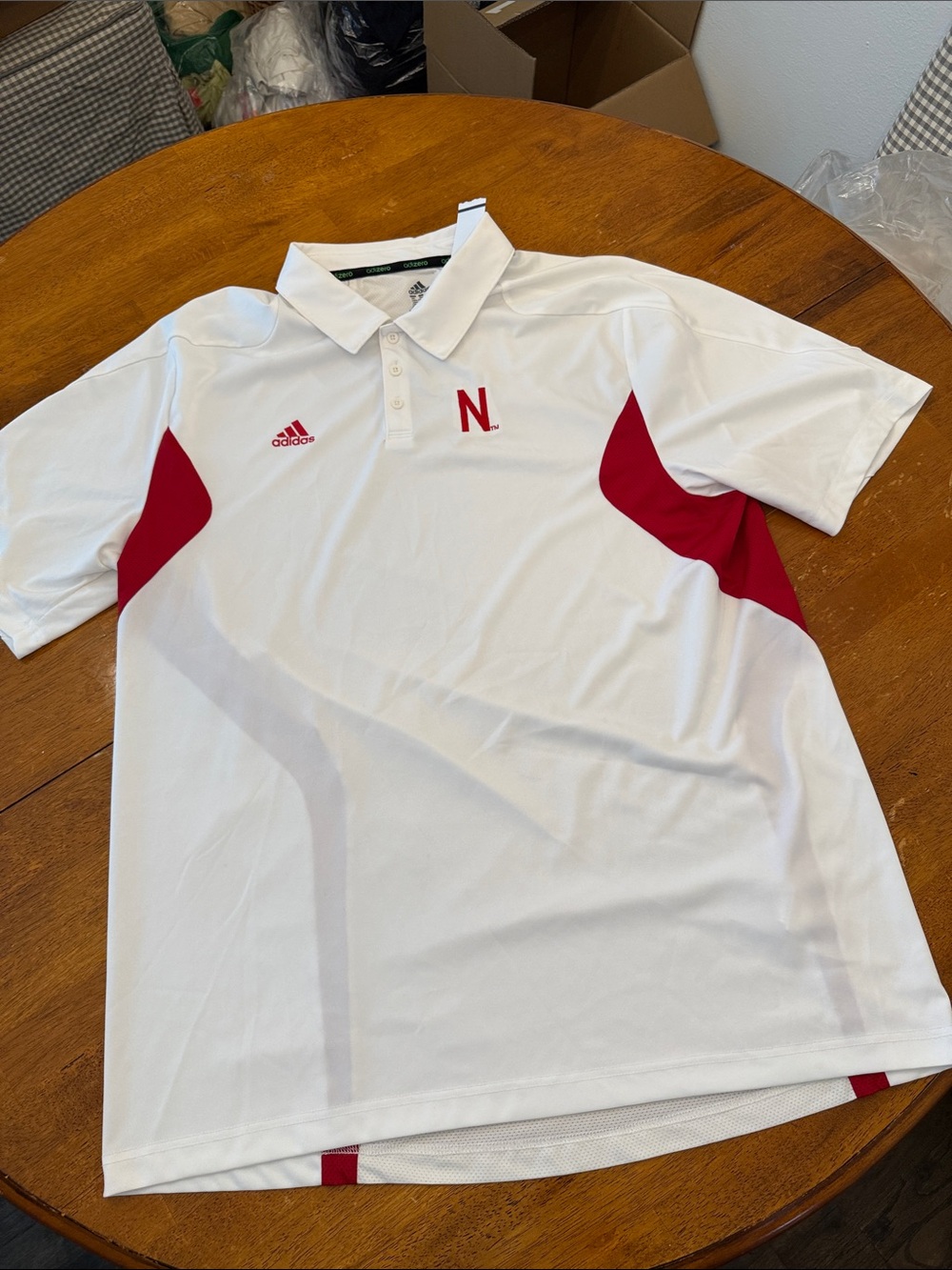 adidas Men’s White Polo with Red Accents and 'N' Logo xxl